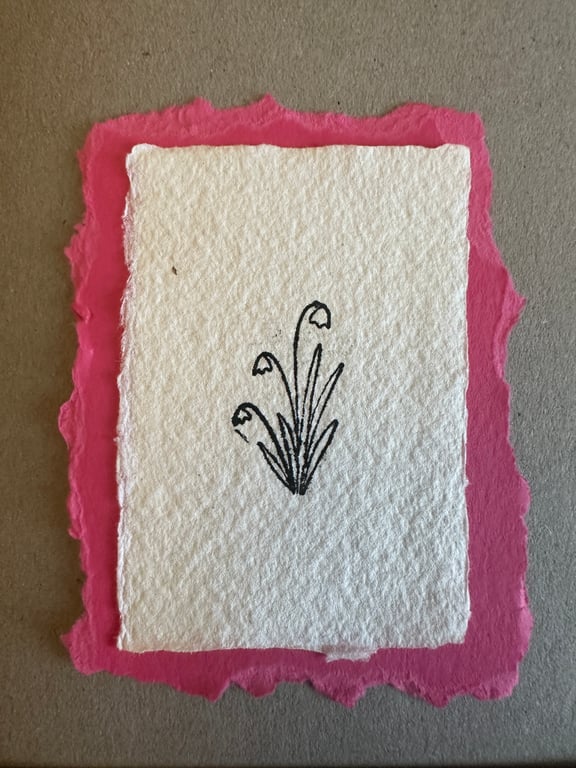 Hand printed card with floral motif 
