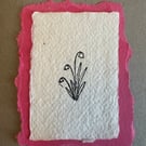 Hand printed card with floral motif 