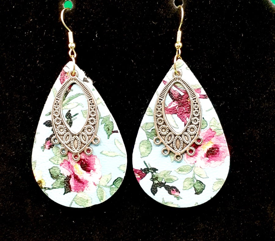 Floral Teardrop Earrings – Handmade,