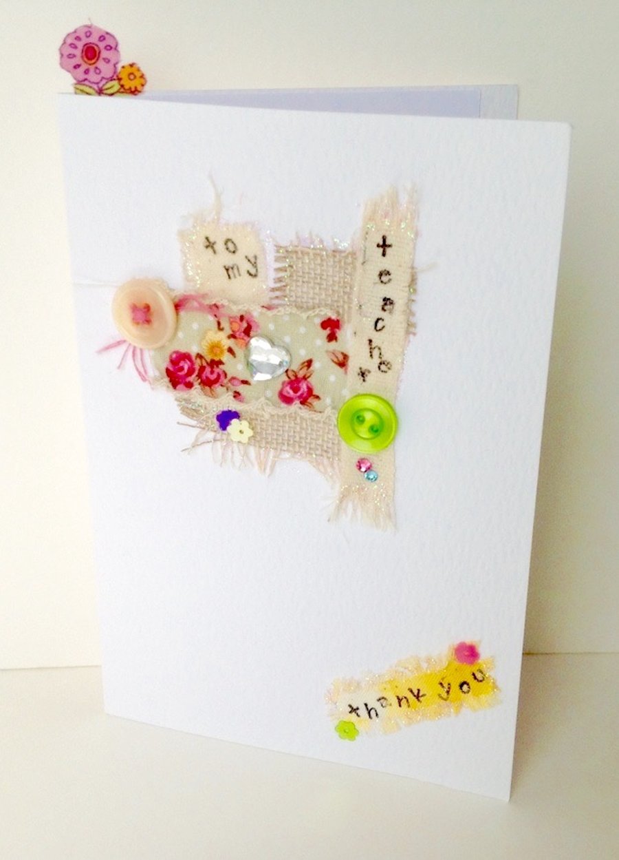 Teacher Thank You Card,Collage Design,Can be Personalised,Handmade Card