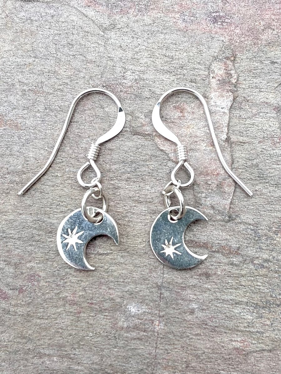 Elegant Crescent Moon Sterling Silver Earrings