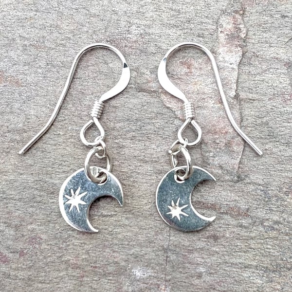 Elegant Crescent Moon Sterling Silver Earrings