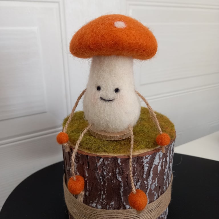 Needle-felted mushroom decoration