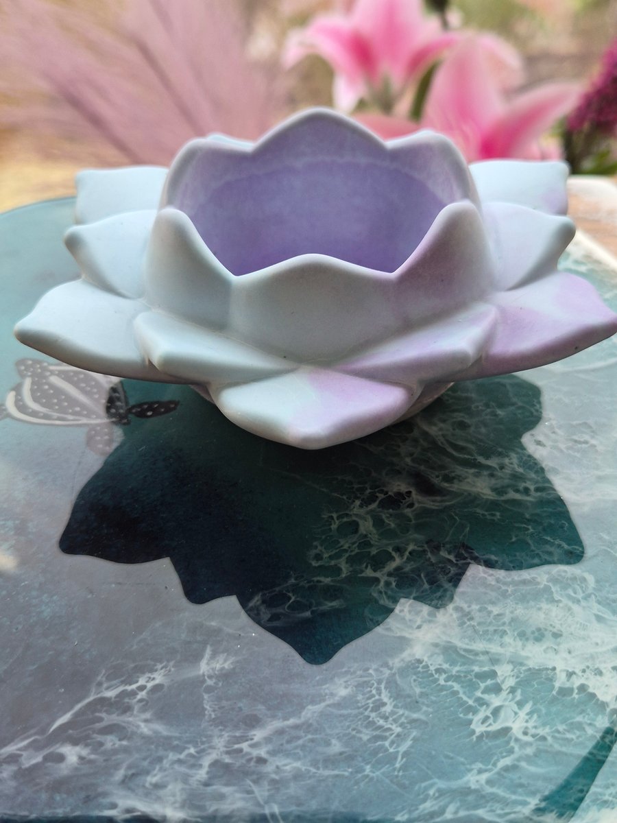Eco Resin Lotus Candle Holder  A handcrafted lotus-shaped candle holder 