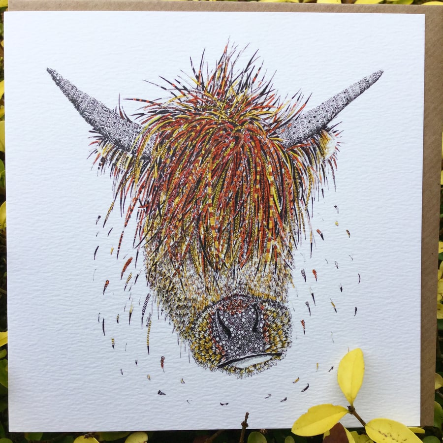 Highland Cow blank greetings card