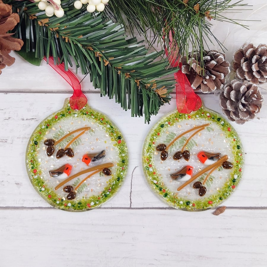 Christmas Robins Hanging Decoration; Original Christmas Gift for Someone Special