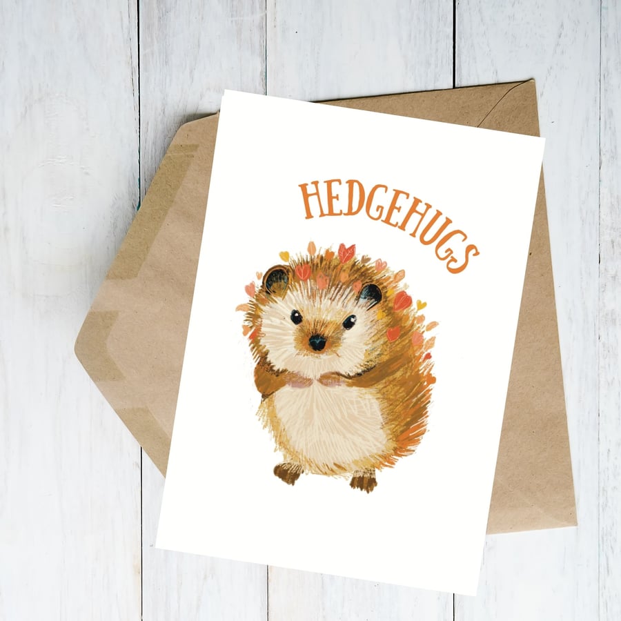 Blank card all occassions Hedgehog cute card blank card