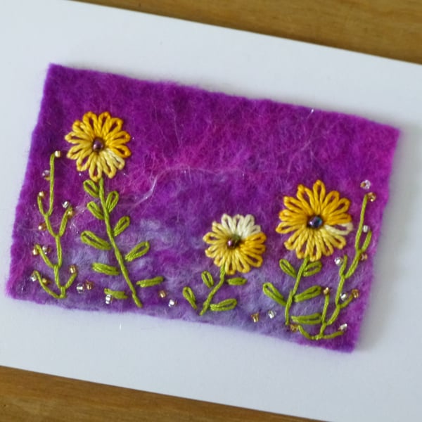 card with orange daisies 