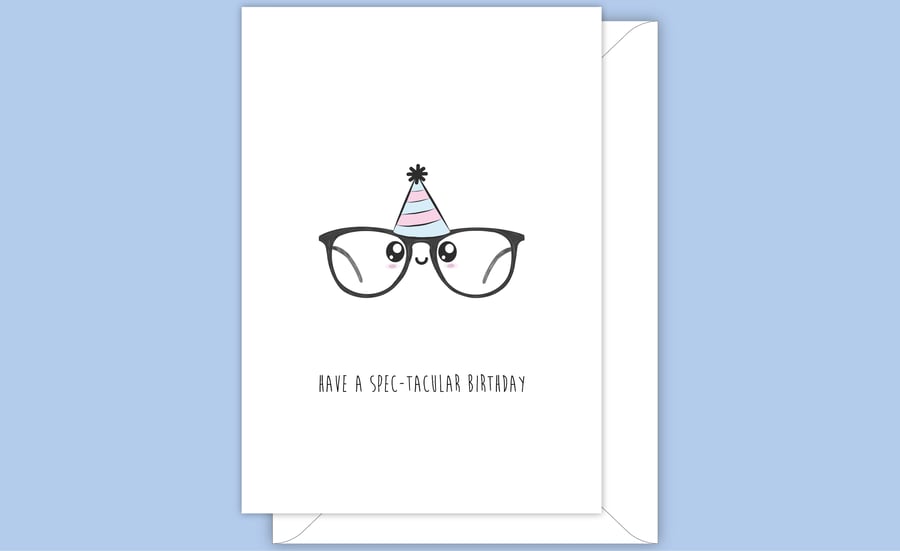 Funny Birthday Card, Happy Spectacles