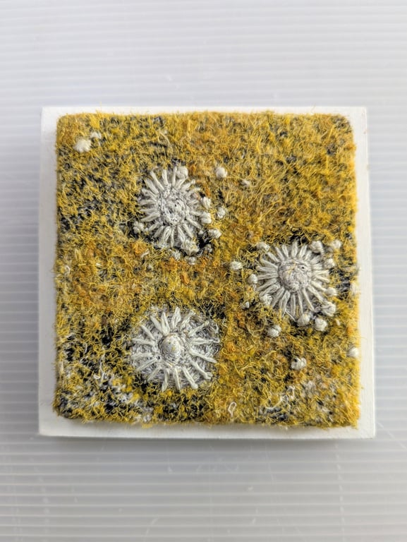 Yellow Coastal inspired Textile Art - FRAMED