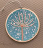 Linocut Embroidered Circular Hoop Hanging on Canvas - Agapanthus Seedhead - Image 4