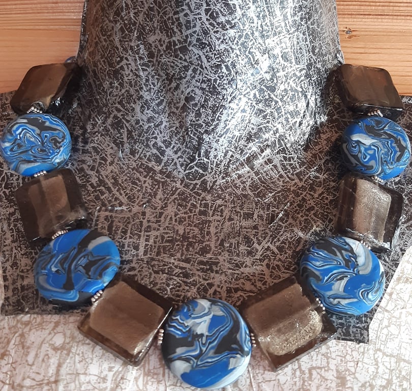 Statement Blue Glass Necklace