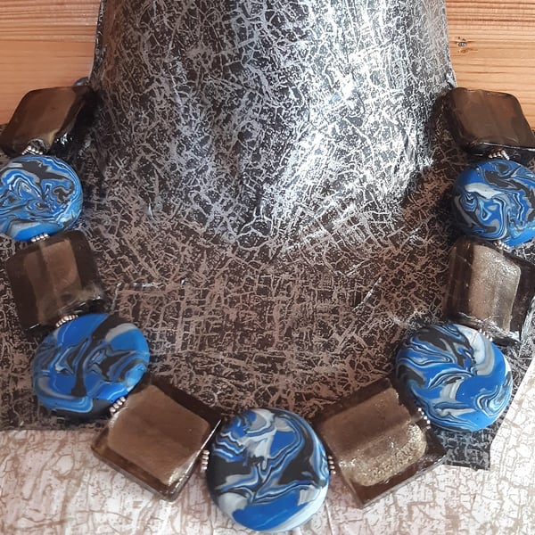 Statement Blue Glass Necklace