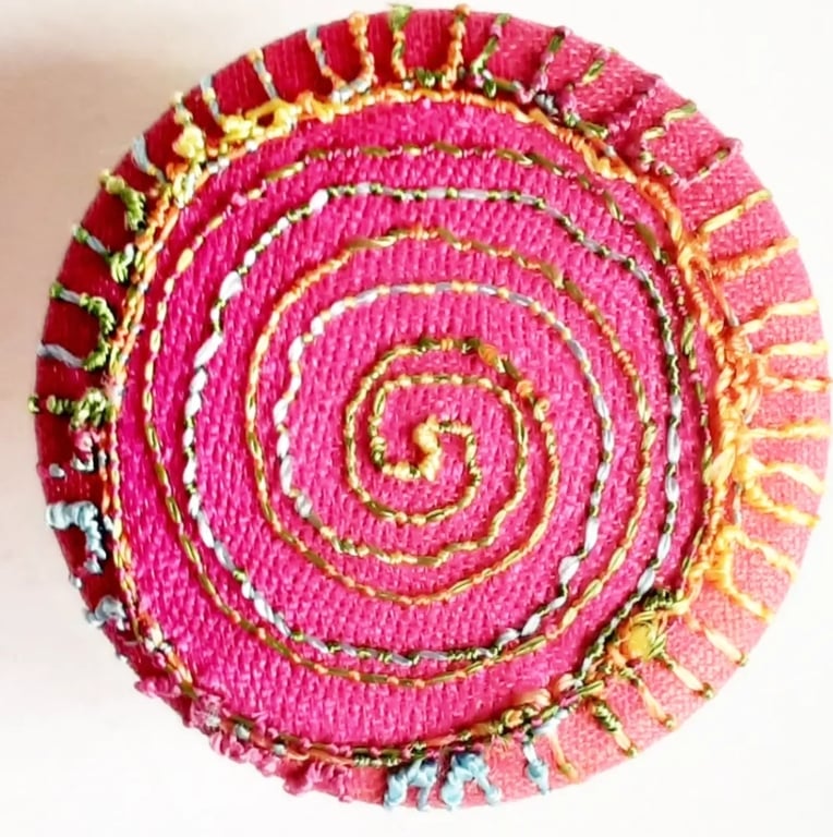 Buttons 1 inch button Hand Dyed Silks and Cottons Free Machine Embroidery Button