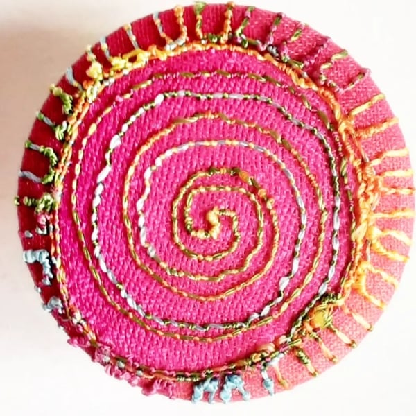 Buttons 1 inch button Hand Dyed Silks and Cottons Free Machine Embroidery Button