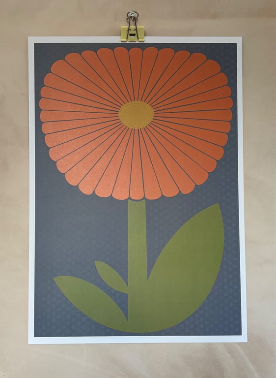 Mid Century Daisy Print A3