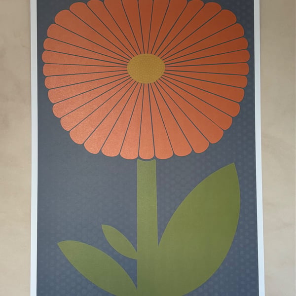 Mid Century Daisy Print A3