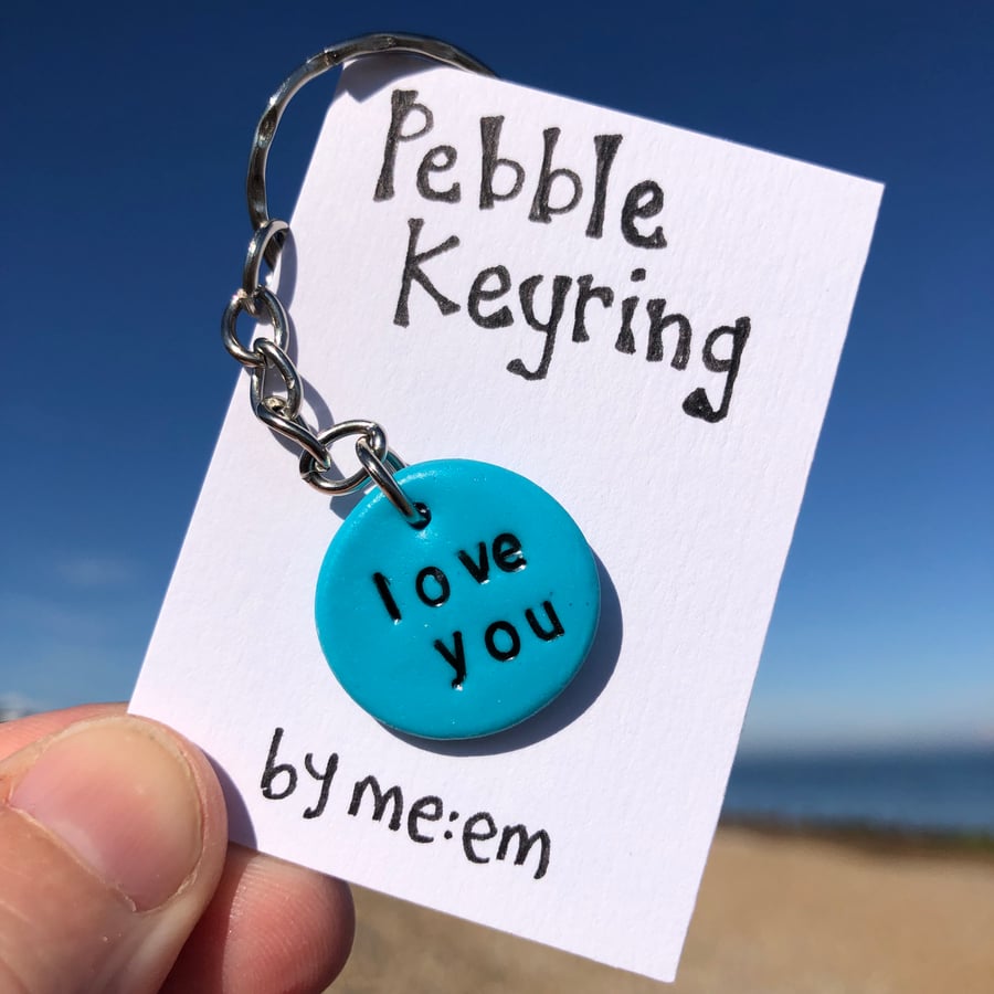Love You Mini Pebble Keyring
