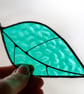 Teal leaf stained glass suncatcher - Image 4