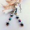 Rainbow Hematite, Hematite Star & Swarovski Crystal Earrings - Handmade in Devon