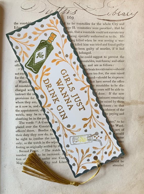 Girls Just Wanna Drink Gin Handmade Bookmark