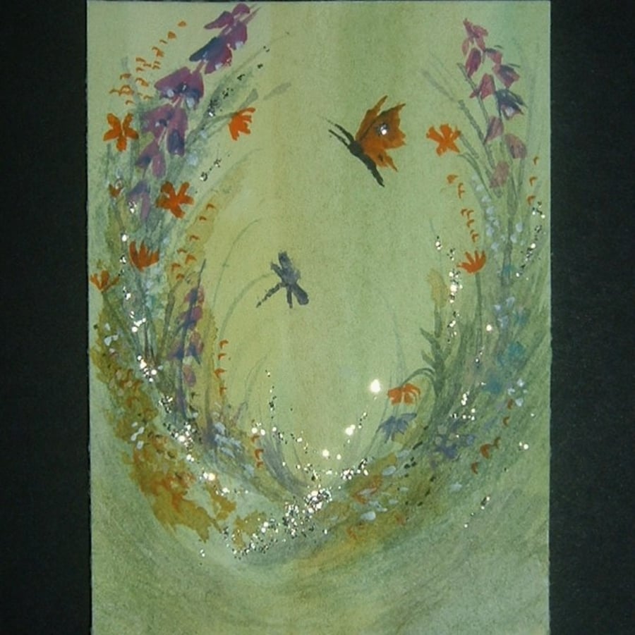 glitter art painting fantasy butterfly aceo ref 287