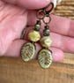 Nature-Inspired Sage Green Czech Glass Leaf Earrings with Leverback Earwires  - Image 6