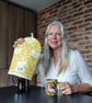 Cafetiere Cosy in Narvik Birds Ochre Fabric - Image 2