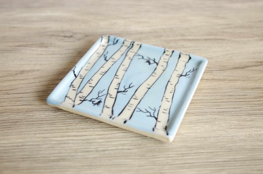 Coaster (Square) - Silver Birch and Birds