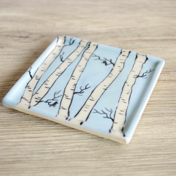 Coaster (Square) - Silver Birch and Birds