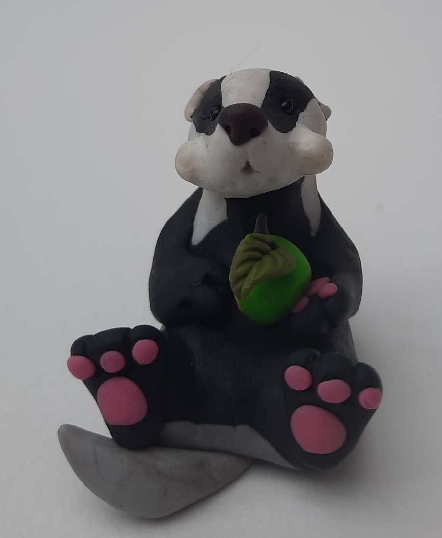 Handmade Polymer clay Badger: AKA Ben