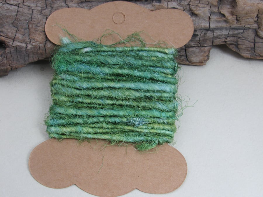 Hand Dyed Pale Green Indigo Dye Pure Silk Sari Silk Yarn 