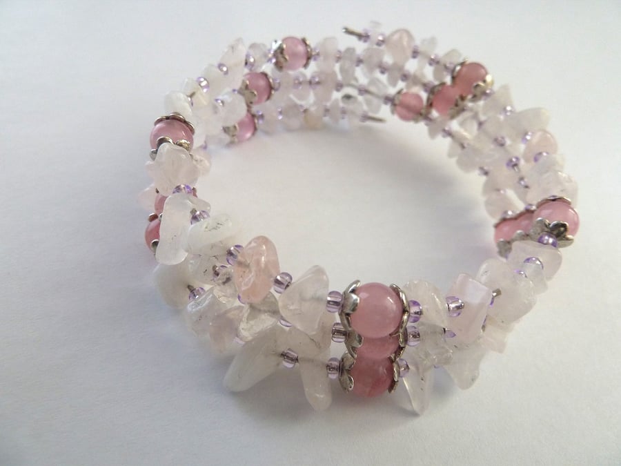 SALE rose quarz wrap bracelet