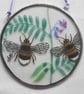 Bumblebees & Vetch Stained Glass Hanging