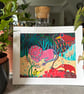 Sleeping Pink Lion - Giclee Fine Art Print  - Image 1