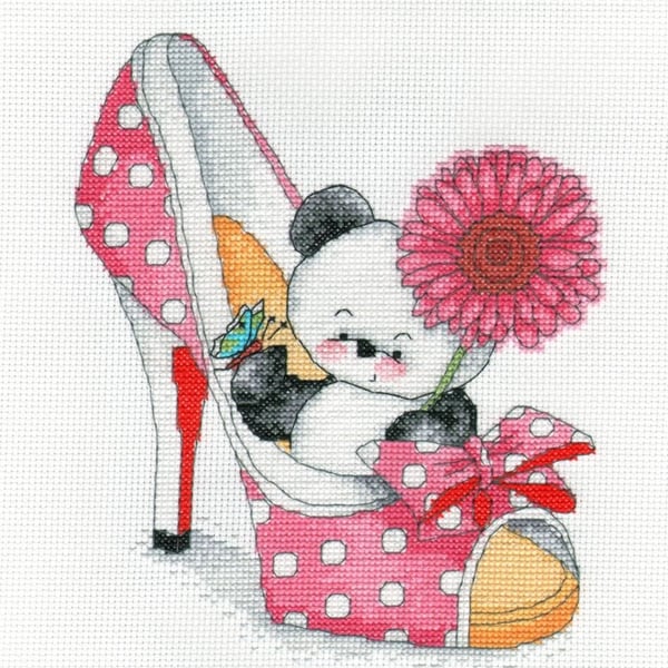 Party Paws Bamboo's shoe cross stitch kit