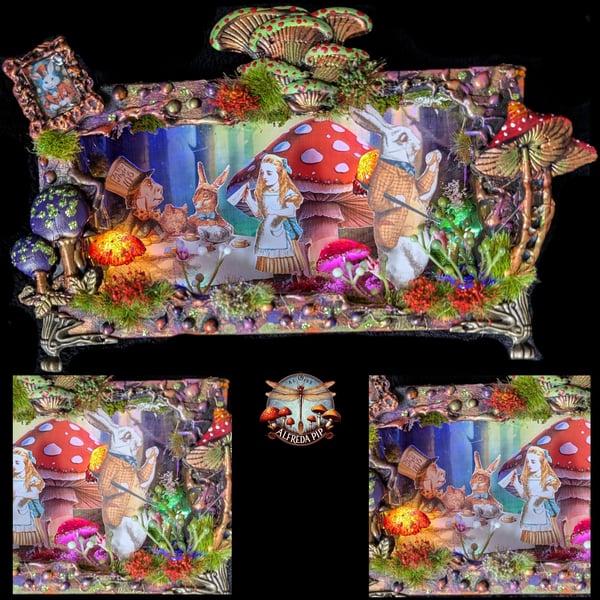 Alice at the Mad Hatter Tea Party (Diorama) OOAK Handcrafted