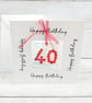 40th Birthday Card; Fused Glass 40th Anniversary Keepsake - Image 3