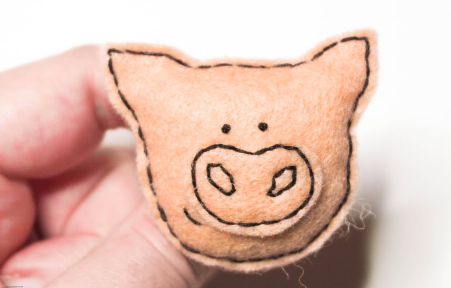 Perfectly Imperfect Felt Pig Brooch, Cute Piggy Brooch, Handmade Animal Pin