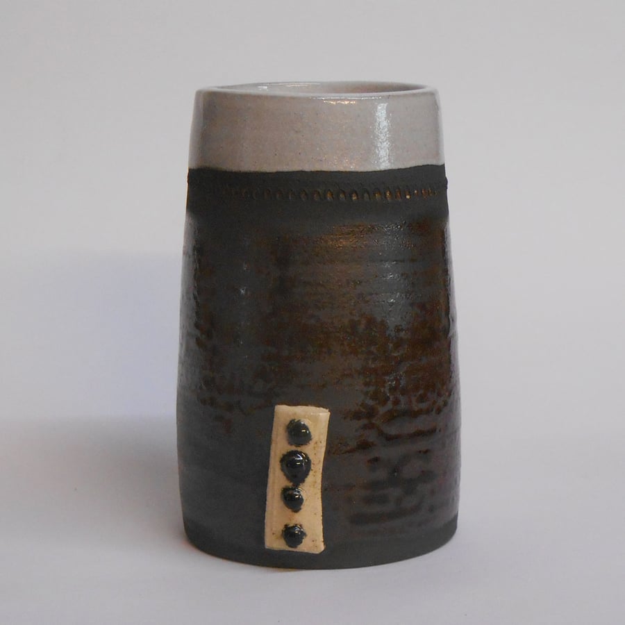 Vase Ceramic Black clay 4 dots. Folksy