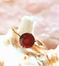 Natural Red Garnet Solitaire Gold Ring:  Size P - Q , 56.5 - Image 4