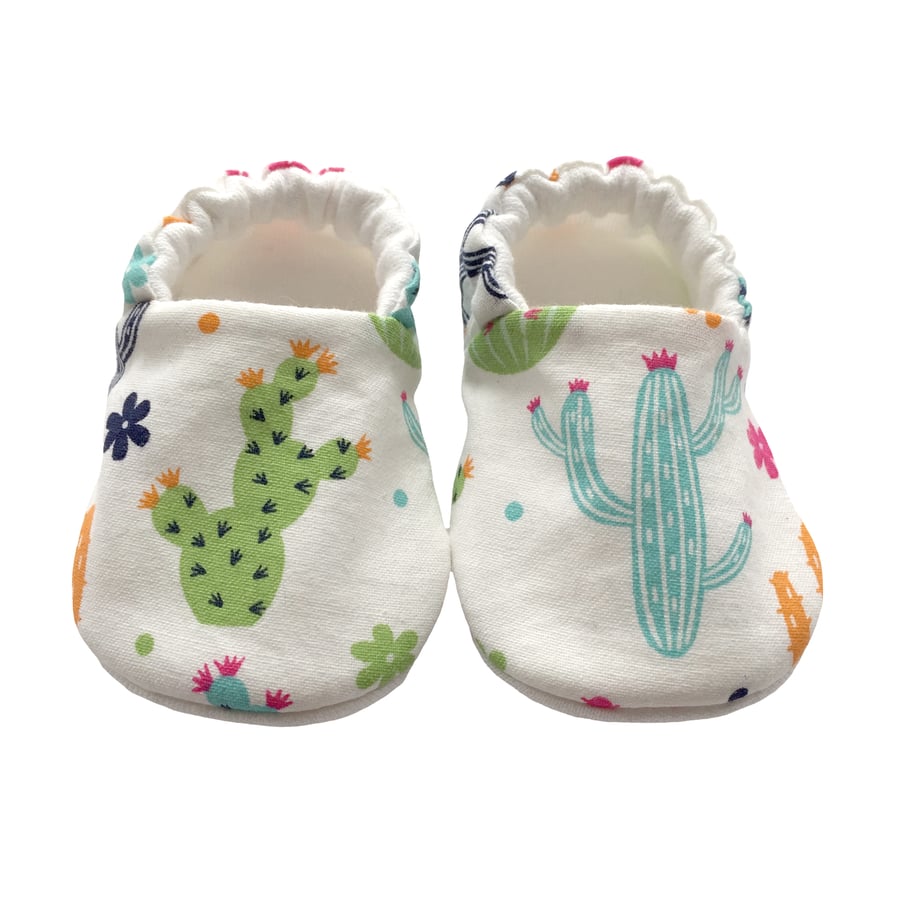 Cactus Shoes Organic Moccasins Kids Slippers Bright Pram Shoes Gift Idea 0-9Y