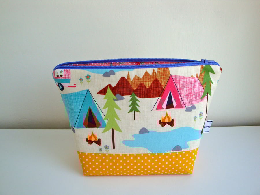Cotton Wash bag Toiletries bag camping Folksy