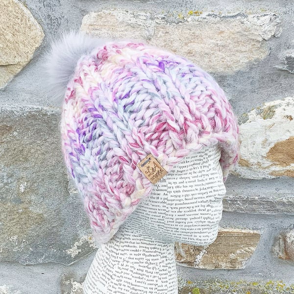 Bobble Hat. Pom-Pom Hat. Chunky Hat. Knitted Hat. Woolly Hat. Wool Hat. Hats.