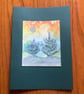 Hand painted Christmas Yule Card 'Just the two of us'