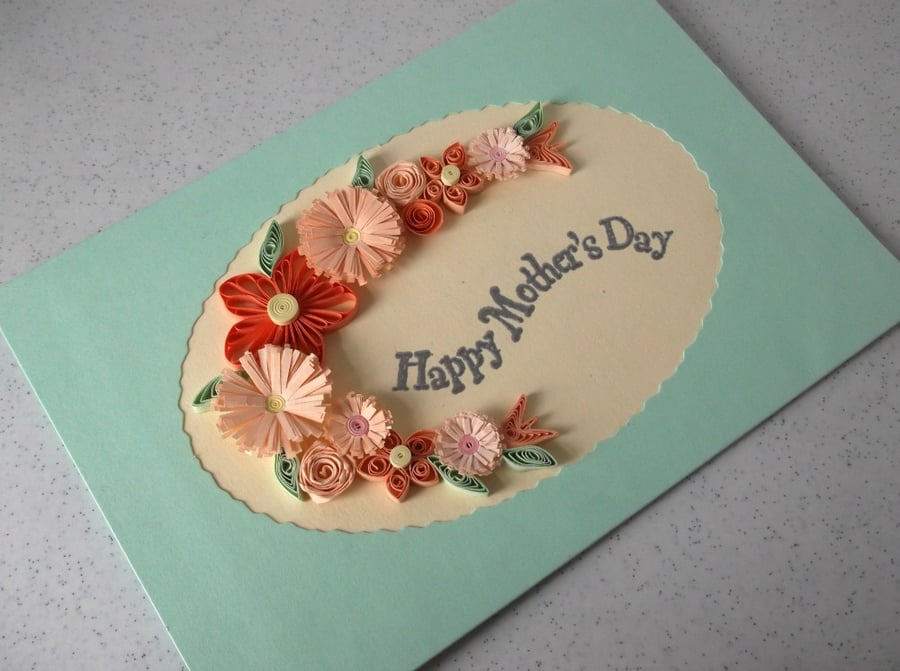 Quilled Mother's Day card, handmade