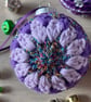 Set of 3 Purple Sparkly Crochet Christmas Baubles - Tree Decorations - Image 3