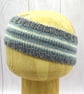 Hand Knitted Toddler Headband Grey Blue and Cream Cashmere Merino 12–36 Months - Image 4