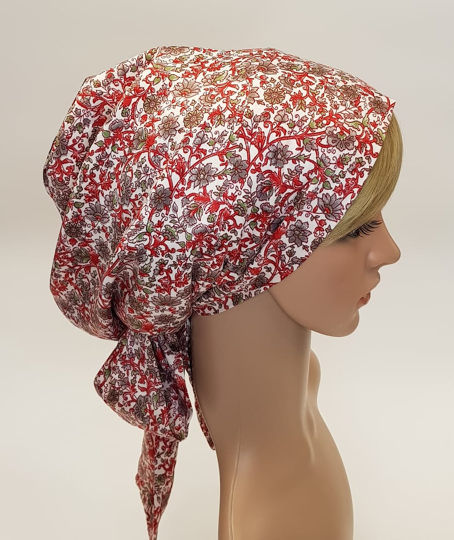 Satin lined bonnet with ties, silky tichel, head snood for women, hair covering