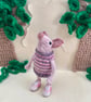 Miniature Pig Ornament, Winnie the Poseable Pink Pig Decoration in Striped Top